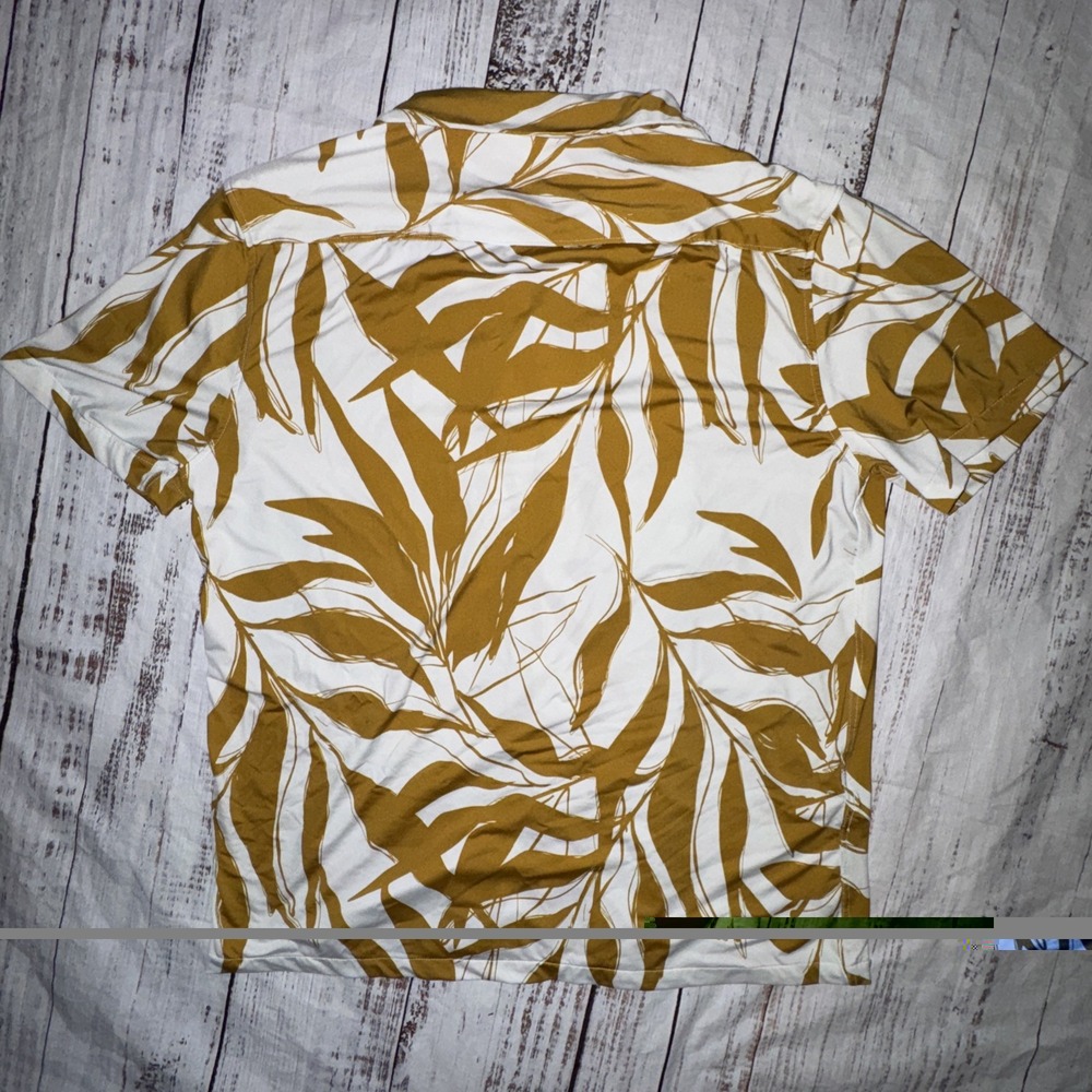 Porter & Ash Kinetic Stretch Mens L Abstract Floral Button Up Camp Collar Shirt